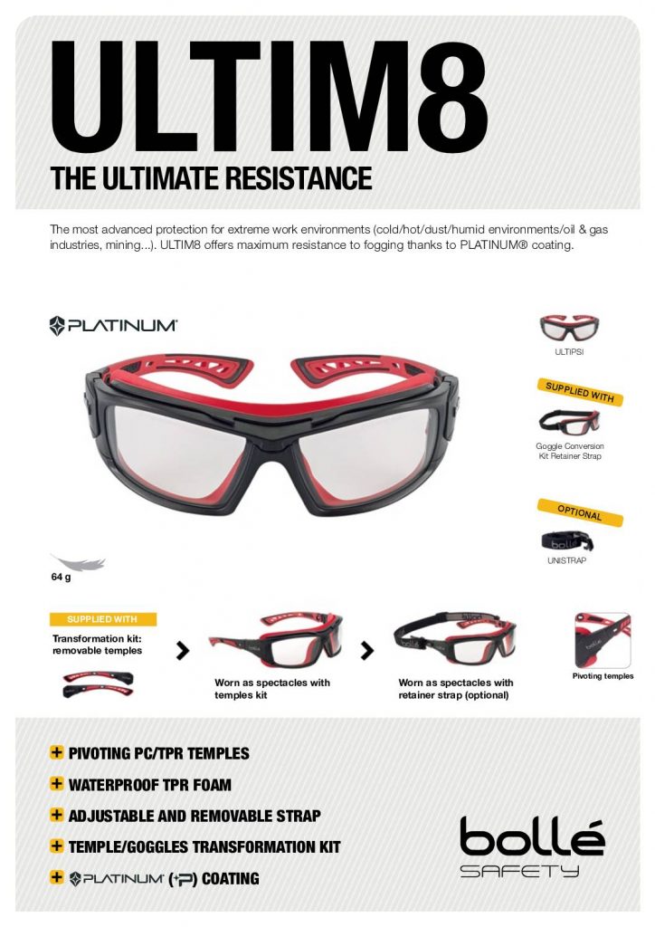 Bolle ULTIM8 Safety Glasses ULTIPSI (Clear Lenses) | Boost Safety ...