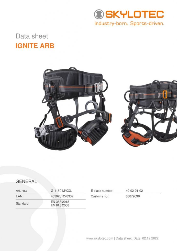 Skylotec Ignite arb サイズXS-Mハーネス アーボリスト